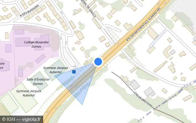 Vue plan de l'emplacement du radar discriminant à Dieppe sur D 485