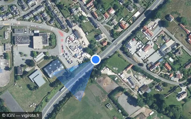 Vue satellite de l'emplacement du radar discriminant à Dieppe sur D 485
