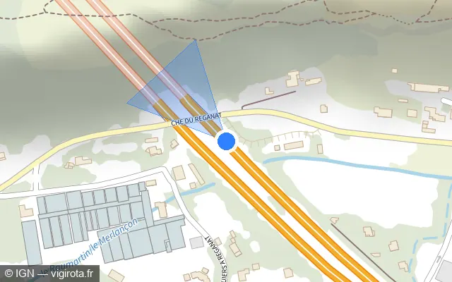 Vue plan de l'emplacement du radar discriminant à Saint-Victoret sur A 7 / E 714 / Autoroute du Soleil