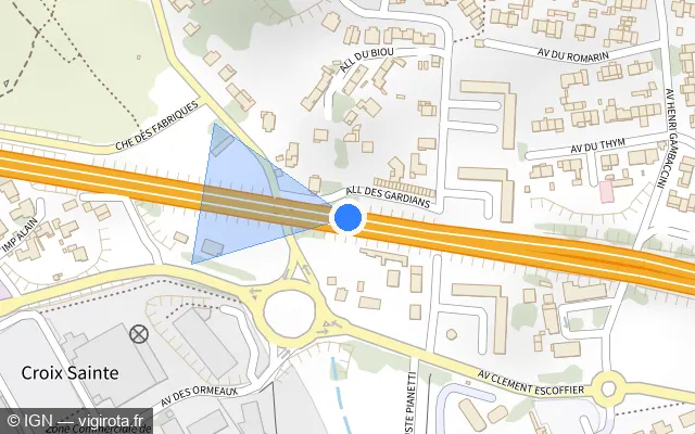 Vue plan de l'emplacement du radar discriminant à Port-de-Bouc sur A 55 / Autoroute du Littoral