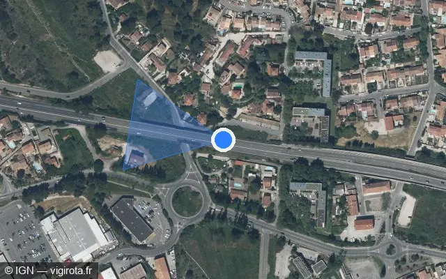 Vue satellite de l'emplacement du radar discriminant à Port-de-Bouc sur A 55 / Autoroute du Littoral