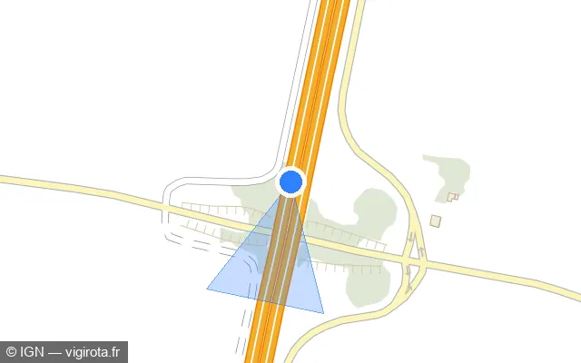 Vue plan de l'emplacement du radar discriminant à Biltzheim sur A 35 / E 25 / Autoroute des Cigognes