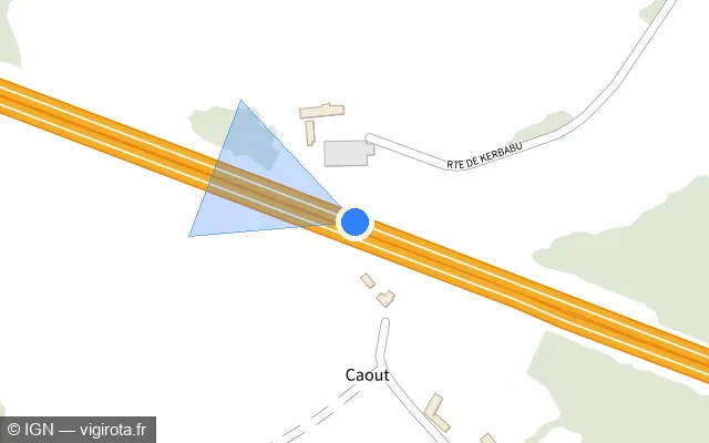 Vue plan de l'emplacement du radar discriminant à Plouigneau sur N 12 / E 50