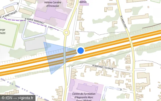 Vue plan de l'emplacement du radar discriminant à Aulnoy-lez-Valenciennes sur A 2 / E 19