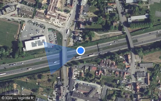 Vue satellite de l'emplacement du radar discriminant à Aulnoy-lez-Valenciennes sur A 2 / E 19