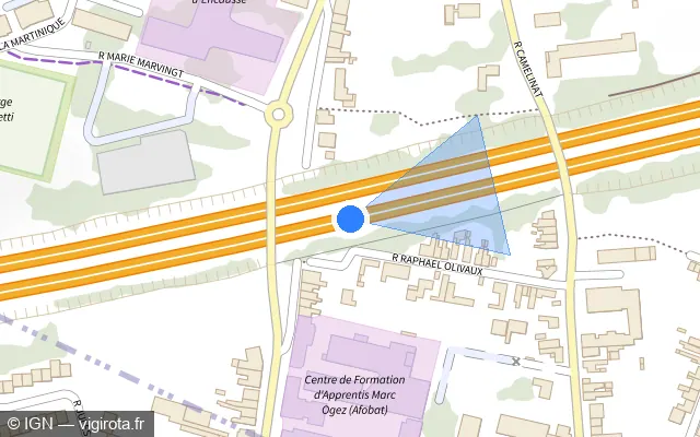 Vue plan de l'emplacement du radar discriminant à Aulnoy-lez-Valenciennes sur A 2 / E 19