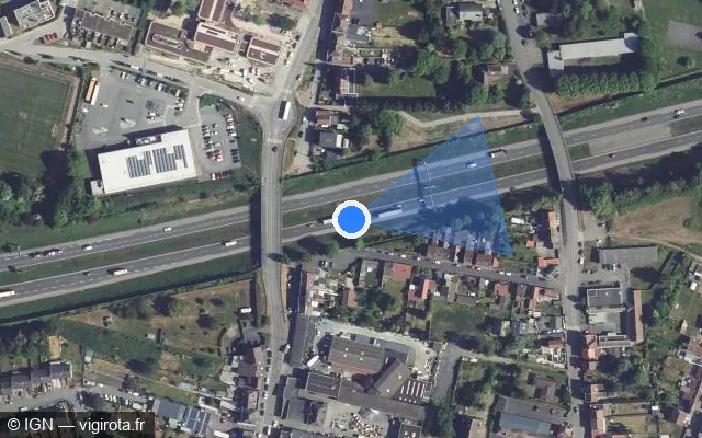 Vue satellite de l'emplacement du radar discriminant à Aulnoy-lez-Valenciennes sur A 2 / E 19