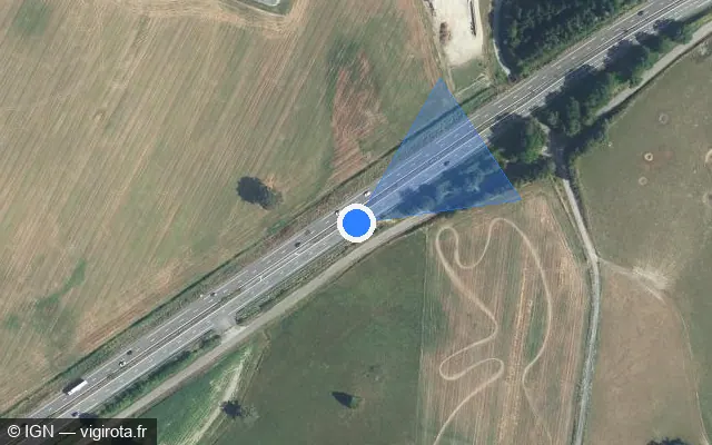 Vue satellite de l'emplacement du radar discriminant à Saint-Maurice-la-Souterraine sur N 145 / E 62 / Route Centre Europe Atlantique