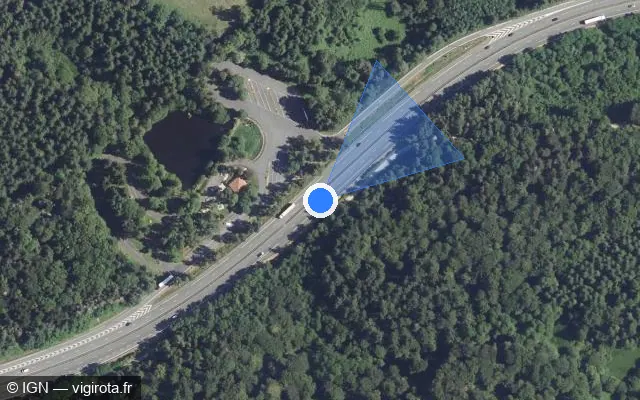 Vue satellite de l'emplacement du radar discriminant à Saint-Rémy-sur-Durolle sur A 89 / E 70