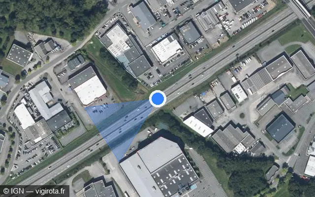 Vue satellite de l'emplacement du radar discriminant à Vannes sur N 165 / E 60 / Voie Express de Nantes à Brest