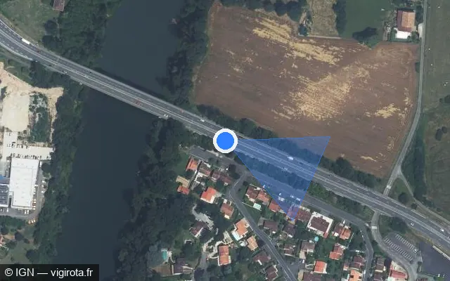 Vue satellite de l'emplacement du radar discriminant à Lescure-d'Albigeois sur N 88 / Rocade d'Albi
