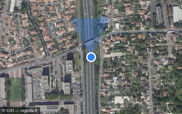 Vue satellite de l'emplacement du radar discriminant à Vigneux-sur-Seine sur Déviation de Montgeron / N 6