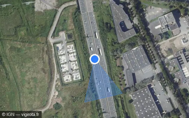 Vue satellite de l'emplacement du radar discriminant à Saint-Thibault-des-Vignes sur A 104 / La Francilienne