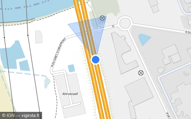Vue plan de l'emplacement du radar discriminant à Saint-Thibault-des-Vignes sur A 104 / La Francilienne
