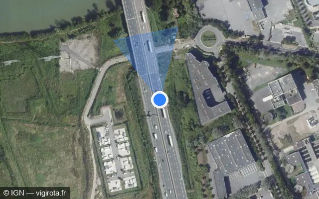 Vue satellite de l'emplacement du radar discriminant à Saint-Thibault-des-Vignes sur A 104 / La Francilienne