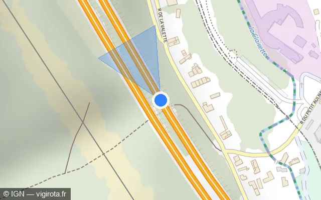 Vue plan de l'emplacement du radar discriminant à Déville-lès-Rouen sur A 150 / Autoroute de Barentin