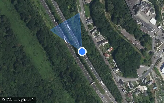 Vue satellite de l'emplacement du radar discriminant à Déville-lès-Rouen sur A 150 / Autoroute de Barentin