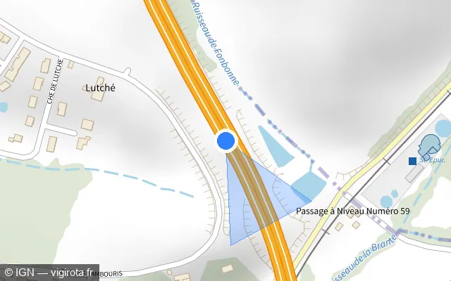 Vue plan de l'emplacement du radar discriminant à Garidech sur A 68 / Autoroute du Pastel
