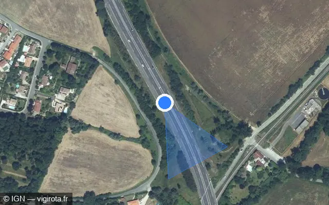 Vue satellite de l'emplacement du radar discriminant à Garidech sur A 68 / Autoroute du Pastel