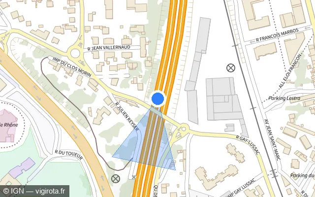 Vue plan de l'emplacement du radar discriminant à Bourg-lès-Valence sur A 7 / E 15 / Autoroute du Soleil