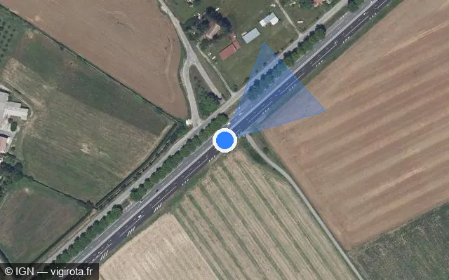 Vue satellite de l'emplacement du radar discriminant à Alixan sur N 532 / E 713 / Lacra