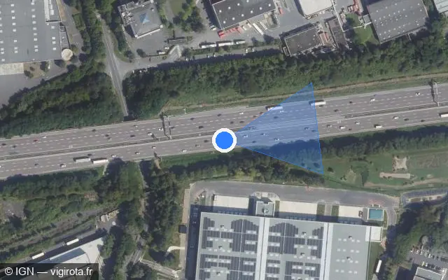Vue satellite de l'emplacement du radar discriminant à Lognes sur A 4 / E 50 / Autoroute de l’Est