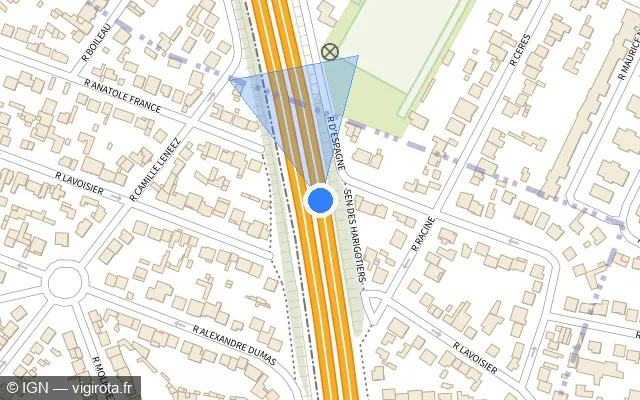 Vue plan de l'emplacement du radar discriminant à Aulnay-sous-Bois sur A 3 / E 15