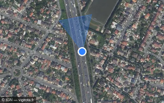 Vue satellite de l'emplacement du radar discriminant à Aulnay-sous-Bois sur A 3 / E 15
