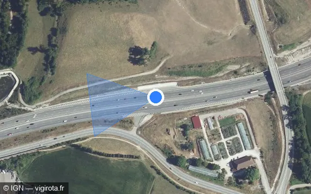 Vue satellite de l'emplacement du radar discriminant à Argonay sur A 41 / E 712