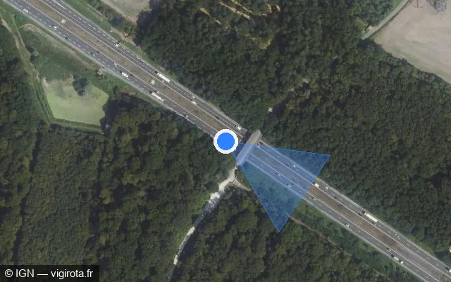 Vue satellite de l'emplacement du radar discriminant à Brou-sur-Chantereine sur A 104 / La Francilienne