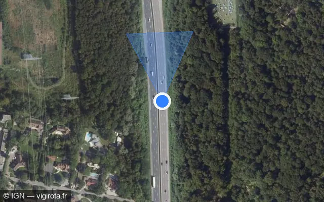 Vue satellite de l'emplacement du radar discriminant à Pomponne sur A 104 / La Francilienne