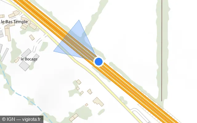 Vue plan de l'emplacement du radar discriminant à Tramain sur N 12 / E 50