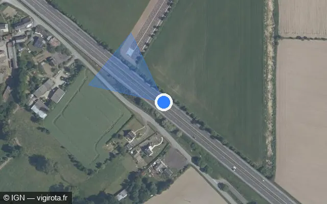 Vue satellite de l'emplacement du radar discriminant à Tramain sur N 12 / E 50