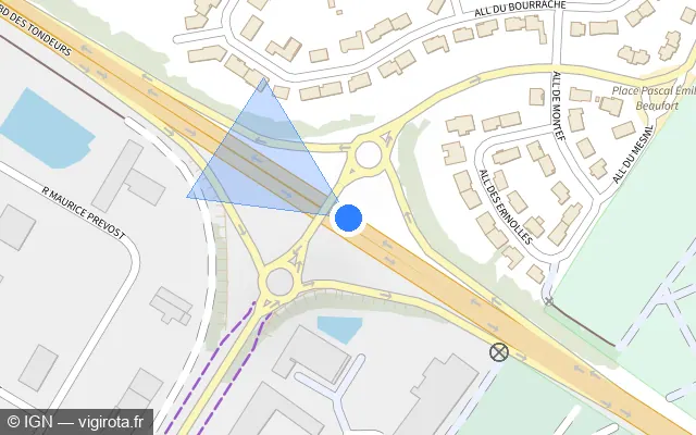 Vue plan de l'emplacement du radar discriminant à Bétheny sur Boulevard des Tondeurs