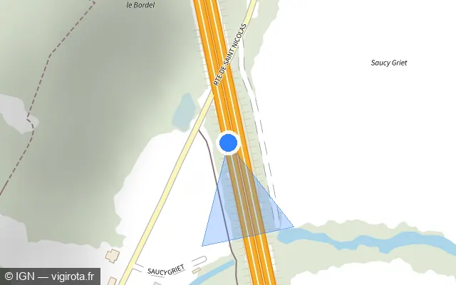 Vue plan de l'emplacement du radar discriminant à Rosières-aux-Salines sur A 33