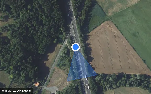 Vue satellite de l'emplacement du radar discriminant à Rosières-aux-Salines sur A 33
