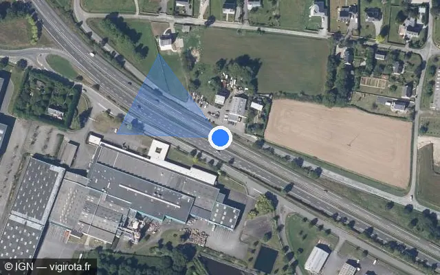 Vue satellite de l'emplacement du radar discriminant à La Croix-Helléan sur N 24