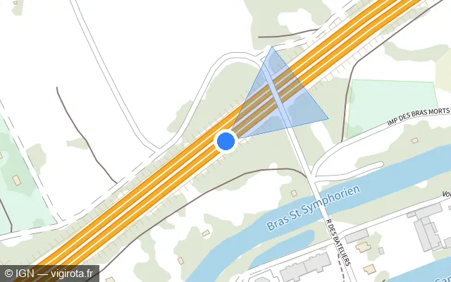 Vue plan de l'emplacement du radar discriminant à Longeville-lès-Metz sur A 31 / E 21 / E 23 / Autoroute de Lorraine-Bourgogne