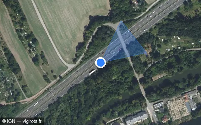 Vue satellite de l'emplacement du radar discriminant à Longeville-lès-Metz sur A 31 / E 21 / E 23 / Autoroute de Lorraine-Bourgogne