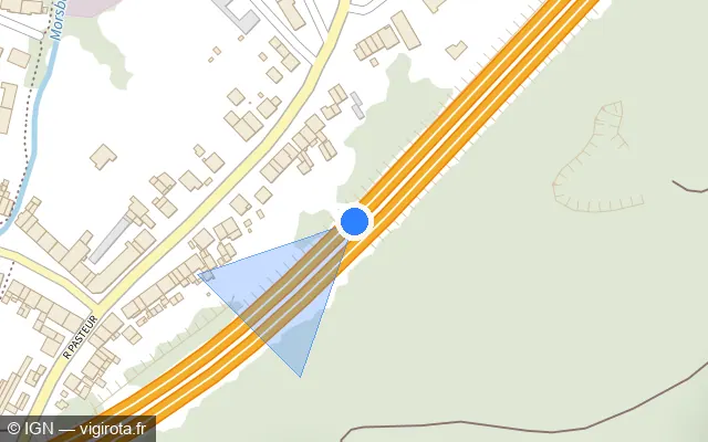 Vue plan de l'emplacement du radar discriminant à Morsbach sur A 320 / E 50