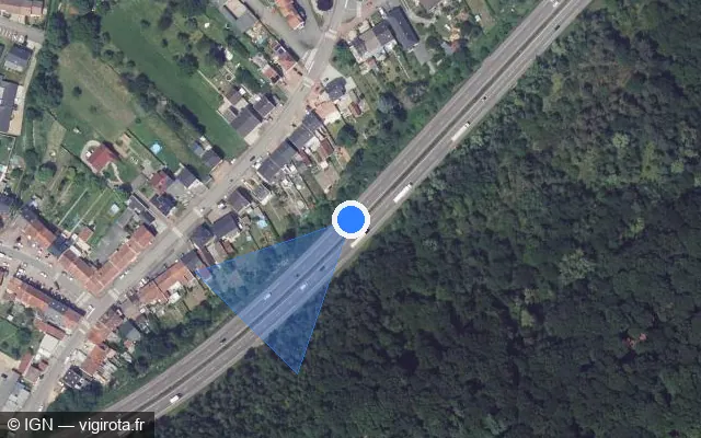 Vue satellite de l'emplacement du radar discriminant à Morsbach sur A 320 / E 50