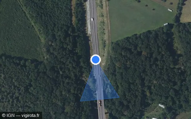 Vue satellite de l'emplacement du radar discriminant à Bosrobert sur A 28 / E 402
