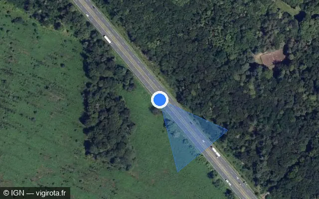 Vue satellite de l'emplacement du radar discriminant à Aumont-en-Halatte sur D 1330