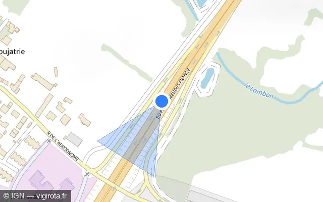 Vue plan de l'emplacement du radar discriminant à Niort sur D 611 / Boulevard Mendès France