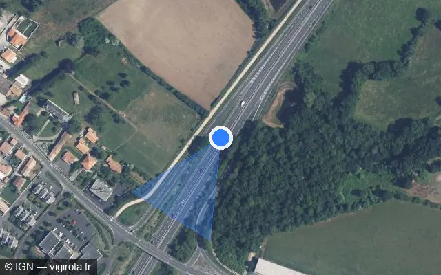 Vue satellite de l'emplacement du radar discriminant à Niort sur D 611 / Boulevard Mendès France