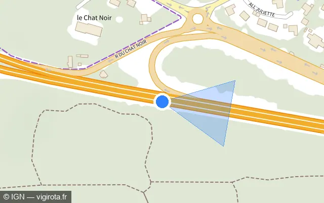 Vue plan de l'emplacement du radar discriminant à Bièvres sur N 118