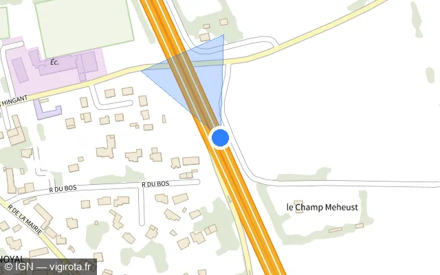 Vue plan de l'emplacement du radar discriminant à Noyal sur N 12 / E 50 / E 401