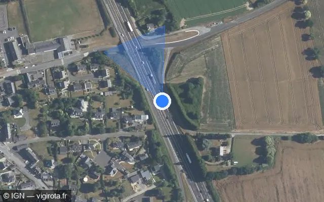 Vue satellite de l'emplacement du radar discriminant à Noyal sur N 12 / E 50 / E 401