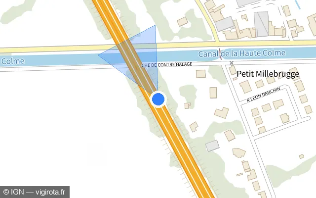 Vue plan de l'emplacement du radar discriminant à Bierne sur N 225 / E 42