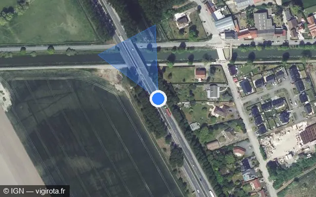 Vue satellite de l'emplacement du radar discriminant à Bierne sur N 225 / E 42